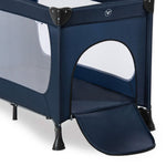 Hauck Dream N Play Plus Travel Bed Portable Playpen Mattress with Viewing Windows and Side Exit, Foldable Crib for Babies and Toddlers, Navy Blue