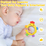 WALULAN Sensory Toys for Babies, 2 Pack Baby Teething Rings Toys for 0-3 3 6-12 Months Baby Rattle Teether Silicone Teether Relief Chew Soothing,BPA Free,Sore Gums Babys Teethers Toys