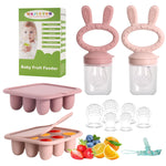 WAJIAYON Baby Breastmilk Popsicle Molds & Baby Fruit Feeder (4 Pack), Baby Food Freezer Tray Storage Containers, Silicone Teething Pacifier Feeder and Teether for Babies,Baby Feeder（Pink&Purple）