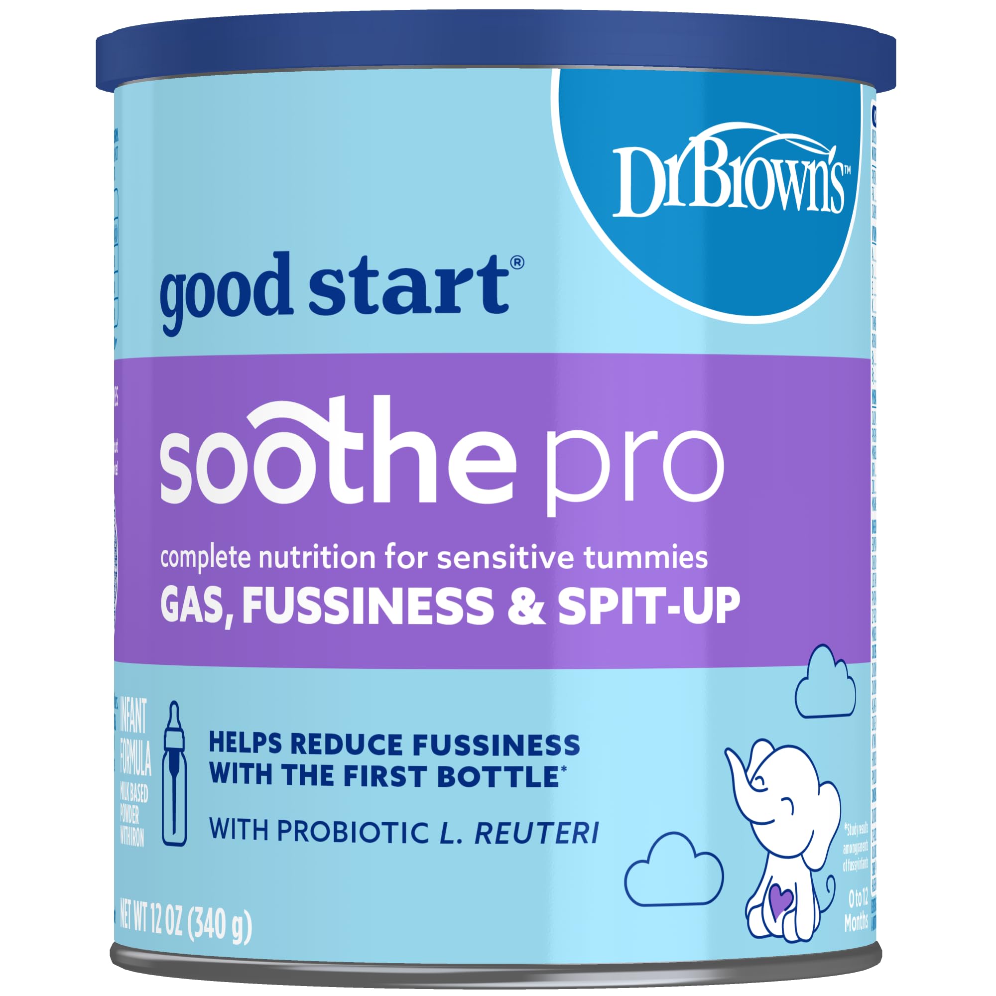 Good Start | Dr. Brown's Soothe Pro, Baby Formula Powder, for Sensitive Tummies, Gas, Fussiness and Spit-Up, Infant Formula with Probiotics, DHA, Non-GMO, 30.6 Ounce