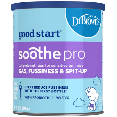 Good Start | Dr. Brown's Soothe Pro, Baby Formula Powder, for Sensitive Tummies, Gas, Fussiness and Spit-Up, Infant Formula with Probiotics, DHA, Non-GMO, 30.6 Ounce