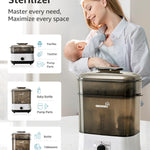 Grownsy Adjustable 4 in 1 Large Bottle Sterilizer and Dryer, 8 Bottles Capacity,Electric Steam Baby Bottle Sterilizer, Sanitizer for Baby Bottles & Pacifiers, Breast Pump Parts