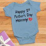 Tstars Happy 1st Mother's Day Mommy Infant Bodysuit Gift for New Mom Baby Boy Girl Newborn Outfit 12M Aqua