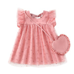 Kucnuzki Toddler Girl Dress 2t 3t Girl Clothes Cute Ruffle Tutu Princess Pink Polka Dot Swing Beach Dress for Toddler Summer Two Piece Outfit Casual Sundress