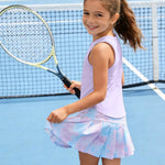 PATPAT Girls 2 Piece Tennis Skirt Set Size 10-11, Purple Tank Tops and Purple Tie Dye Pleated Skort with Built In Shorts 2 Piece Outfits Clothes For Girls Gym Outfits Athletic Sets Activewear