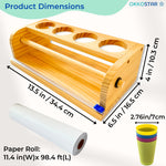 Wooden Tabletop Paper Roll Dispenser with Safety Sliding Cutter - Kids Art Easel with Roll of Paper (11.4”x 98.4ft)- Pencil Cups and Drawing Kit 30 Piece Set (Safety Sliding Cutter)