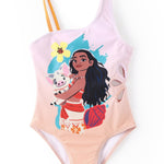 Disney Princess Moana Swimsuits for Girls UPF 50+ One Piece Bathing Suits Floral Cutout Sport Summer Beach Swimwear Quick Dry for Toddler Girls Size 2T Orange