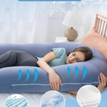 Meiz Pregnancy Pillows, Cooling Silky Pregnancy Pillows for Sleeping, 65" U Shaped Full Body Maternity Pillow for Pregnant Women, with Washable Jersey Cotton Cover, Blue