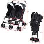 BABY JOY Double Umbrella Stroller, Lightweight Travel Side by Side Twin Stroller with Large Storage, Cup Holder, 5-Point Safety Harness, Adjustable Canopy & Compact Fold for Infant and Toddler (Black)