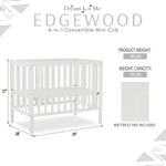 Dream On Me Edgewood 4-in-1 Convertible Mini Baby Crib in White GreenGuard Gold & JPMA, Non-Toxic, Compact 40×25×33″ Design, Converts to Mini Daybed & Twin Bed (Rails to Buy) 1″ Mattress Pad