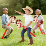 TOATOM 6 Pcs Inflatable Horse Head Balloons, 37 Inch Beige Inflatable Horse Stick Balloons, Pony Stick Blow up Balloon for Western Cowboy, Baby Shower, Birthday Party Decorations (Beige-6 Pcs)
