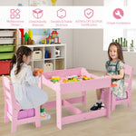 Costzon Kids Table and Chair Set, 3 in 1 Wooden Activity Table for Toddlers Arts, Crafts, Drawing, Reading, Playroom, Toddler Table and Chair Set w/ 2 in 1 Tabletop, Storage Space, Gift for Boy & Girl