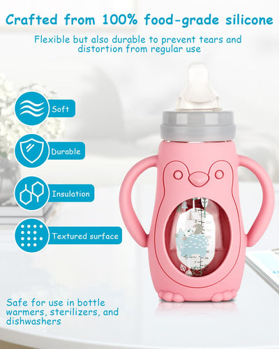 3 Pack Silicone Sleeves for MAM Baby Bottles - Anti Breakage Baby Bottle Holder, Compatible with MAM Baby Bottle, 9OZ