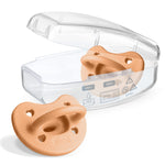 Chicco PhysioForma Luxe Orthodontic Pacifier for Babies 6-16 Months, One-Piece 100% Soft Silicone, Supports Breathing, Textured Shield & Handle, Sterilizing Case, BPA Free, 2-Pack, Cantaloupe