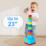 iPlay, iLearn Baby Stacking Toys, Toddler Nesting Stack Cups, Infant Stackable Block, Kids Sorting Game W/Shape Sorter for Sand Bath, Birthday Gift for 12 18 24 Month 1 2 3 Year Old Boys Girls