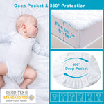 Lunsing Queen Mattress Protector, Soft Breathable Waterproof Queen Size Mattress Pad Cover, 6-18 inches Deep Pocket, White