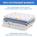 Delta Children 100% Cotton Flannel Baby Receiving Blankets for Girls and Boys – 30x30 Inches (Pack of 4), Space Exploration