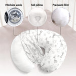 LAT Nursing Pillow for Breastfeeding,100% Cotton Removable Cover,Ergonomic Breast Feeding Pillows for Mom and Baby,Machine Washable(Giraffe & Elephant)