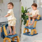 Potty Training Seat with Step Stool, Toddler Potty Training Toilet Seat with Non-Slip Step Splash Guard Safety Handles and Waterproof Cushion, 2 In 1 Toddler Potty Seat