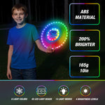 HYES 2 Pack Light up Flying Discs for Kids, 45 LEDs, 14 Lighting Modes, Rechargeable Glow in The Dark Flying Ring for Beach, Camping, Outdoor Game, Sport Toys for Teens Boys Adult
