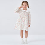 pureborn Toddler Girls Woven Dress Long Sleeve Spring Fall Playwear Dresses White Pink Blooms 2-3 Years