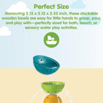 PlanToys® Fountain Bowl Set – Montessori Water Play Toys for Toddlers | Sensory Bath & Beach Toy | STEM Toys for 1 Year Old | Eco-Friendly Pouring & Scooping Bowls