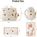 Diaper Bag Backpack, Medium Maternity baby bag & Changing Pad, Insulated Pockets, Stroller Straps & Pacifier Case (Medium - Beige Bears)