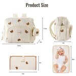 GOBABYMART Diaper Bag Backpack, Mini Maternity baby bag with Changing Pad, Insulated Pockets, Stroller Straps & Pacifier Case (Beige - Bears)