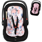 Infant Carseat Insert 2-in-1 Reversible Cushion Carseat Head Support for Newborn, Breathable Minky Baby Car Seat Cushion for Carseats, Stroller, Swing, Bouncer (White)