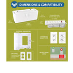 Power Strip Cover and Outlet Cover Box - Effectively Baby Proofs Power Strip on Floor or Wall, Protects Small Hands & Fingers, Cover Box and Outlet Cover Box (White-Bundle)