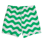 RUGGEDBUTTS Boys UPF50+ Stretch Neon Swim Trunks - Bright Green Wavy Stripe, 3-6m