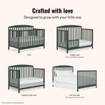 Dream On Me Odelle 5-in-1 Convertible Full-Size Baby Crib in Forest Green, GreenGuard Gold & BSA Converts to Toddler, Day & Full-Size Bed, Sustainable Pinewood, 3 Mattress Heights