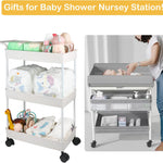 Baby Diaper Caddy, Plastic Movable Cart for Newborn Nursery Essentials Diaper Storage Caddy Organizer for Changing Table & Crib, Easy to Assemble, Beige