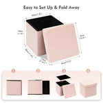 B FSOBEIIALEO Small Storage Ottoman Cube Sherpa Ottomans Foot Rest, Foldable Boucle Ottoman, Faux Teddy Fur, Pink 12.6"x12.6"x12.6"