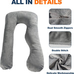 Pregnancy Pillow Cover Compatible with Pharmedoc,Unique U-Shape Design,Soft and Breathable,Grey,1PC(Cover Only)