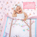 UOMNY Crib Bedding Set for Girls 3 Piece Woodland Baby Girl Crib Bedding Set Include Fitted Crib Sheet Comforter Crib Skirt