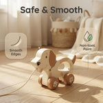 WoodenEdu Baby Toys Car,Wooden Pull Along Toddler Toy, Developmental Toy for 1 Year Old Girl Boy Birthday Gift (Cute Dog)