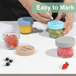 Eascrozn 6 Pack Glass Baby Food Storage Containers, 4 oz Glass Jars with Lids, Small Baby Food Jars, BPA Free Baby Snack Containers, Microwave, Dishwasher and Freezer Safe