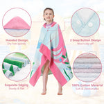 MOKANI Kids Cotton Hooded Towels | Super Soft & Thick & Super Absorbent | 50" x 30" Beach Bath Swimming Towels for Girls Boys Ages 3-12