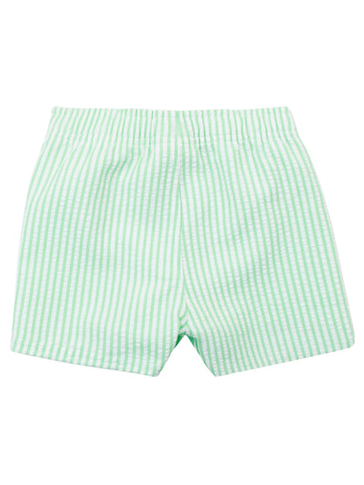 RUGGEDBUTTS Boys UPF50+ Sun Protection Seersucker Swim Trunks - Spring Green Seersucker, 3T