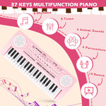 M SANMERSEN Kids Keyboard Piano 37 Keys Early Learning Instrument with Microphone Toy for 3 4 5 6 Girls Boys Birthday Valentines