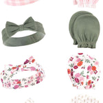 Hudson Baby baby-girls Cotton Headband and Scratch Mitten Set