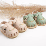 hitoddler Baby Girls Sandals Infant Classic Embroided Wedding Dress Summer Shoes Closed Toe Beach Sandals Newborn Crib Shoes First Walkers Prewalkers