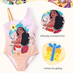 Disney Princess Moana Swimsuits for Girls UPF 50+ One Piece Bathing Suits Floral Cutout Sport Summer Beach Swimwear Quick Dry for Toddler Girls Size 2T Orange