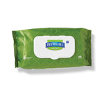 Green package of FitRight Aloe wipes on a white background