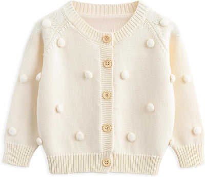 Simplee kids Baby Sweater Cardigan Jacquard Cable-Knit Spring Coat Long Sleeve Cardigan for Baby Girl