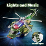 victob Helicopter Military Toy - Airplane with Lights and Music, Bump and Go Airplane Toys for Toddlers Boys Girls 3 4 5 6 7 8 Years Old, Easter Birthday Gift Toy for Kids