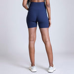 Motherhood Maternity Women's Over The Belly Ribbed Biker Pregnancy Workout Shorts, Navy Blazer, Large