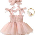 Renotemy Newborn Baby Girl Lace Romper Infant Summer Boho Flower Tulle Dress Party Gifts Newborn Photography Outfits