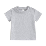 Unisex Toddler Baby Boy Girl Round Neck T-Shirt Summer Short Sleeve Tees Shirts Pullover Tops Solid Color Clothes (B-Pure Grey, 12-18 Months)